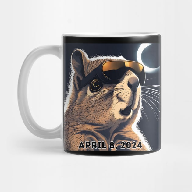 2024 Total Solar Eclipse Watching Squirrel April 8 by Little Duck Designs